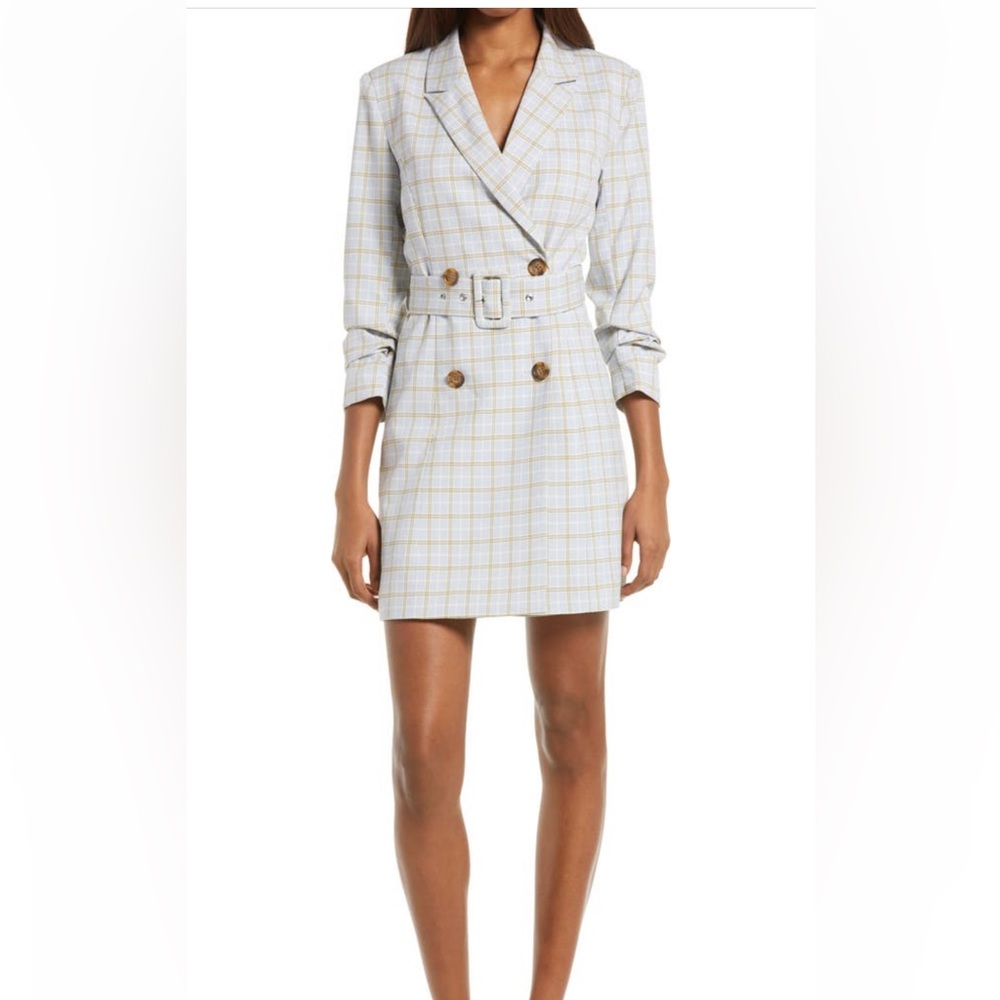 Adelyn Rae Windowpane Check Blazer Mini Dress